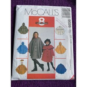 McCalls sewing pattern 9026 kids poncho size 4 5 6